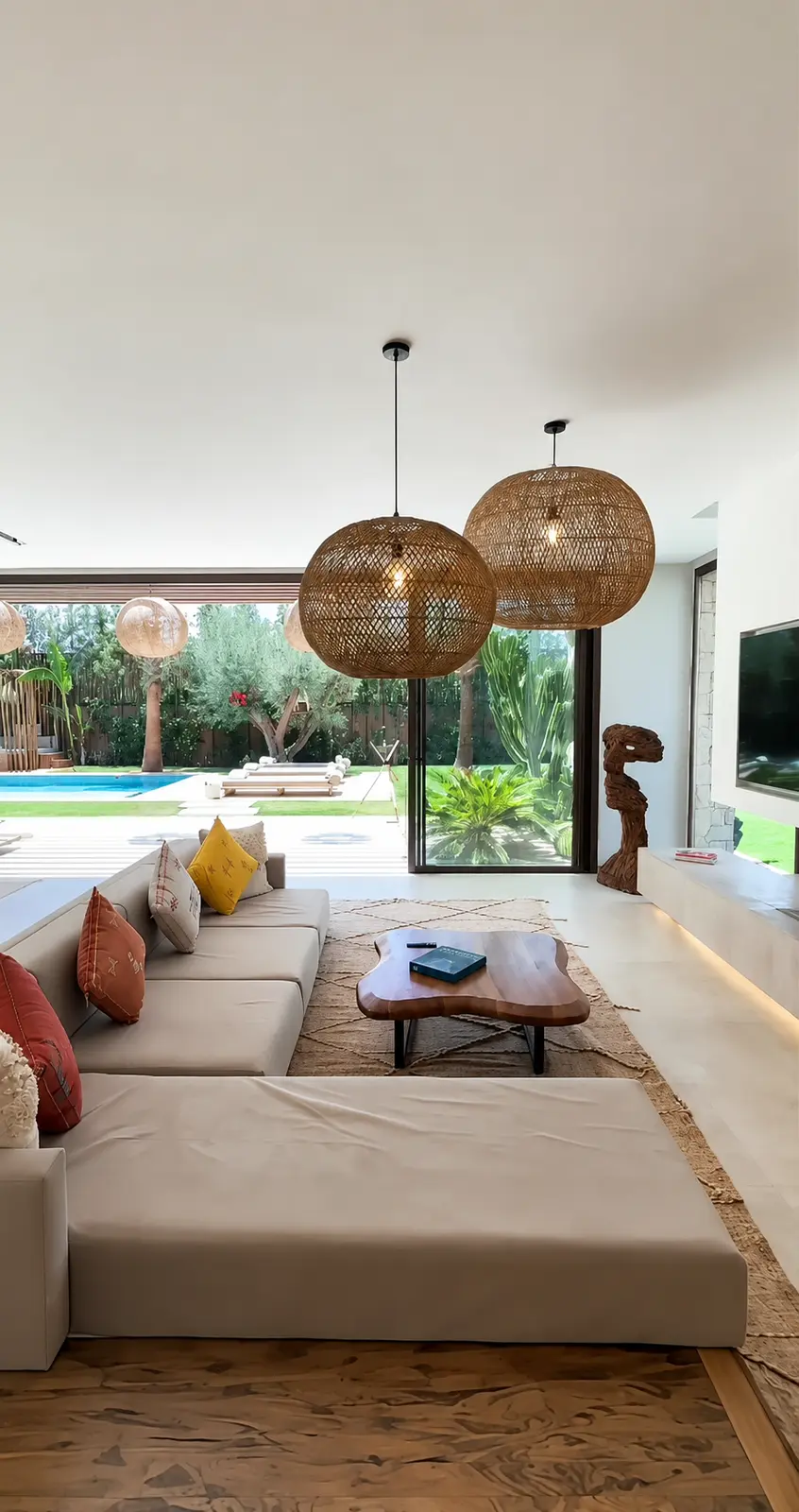 Salon avec vue sur le jardin
