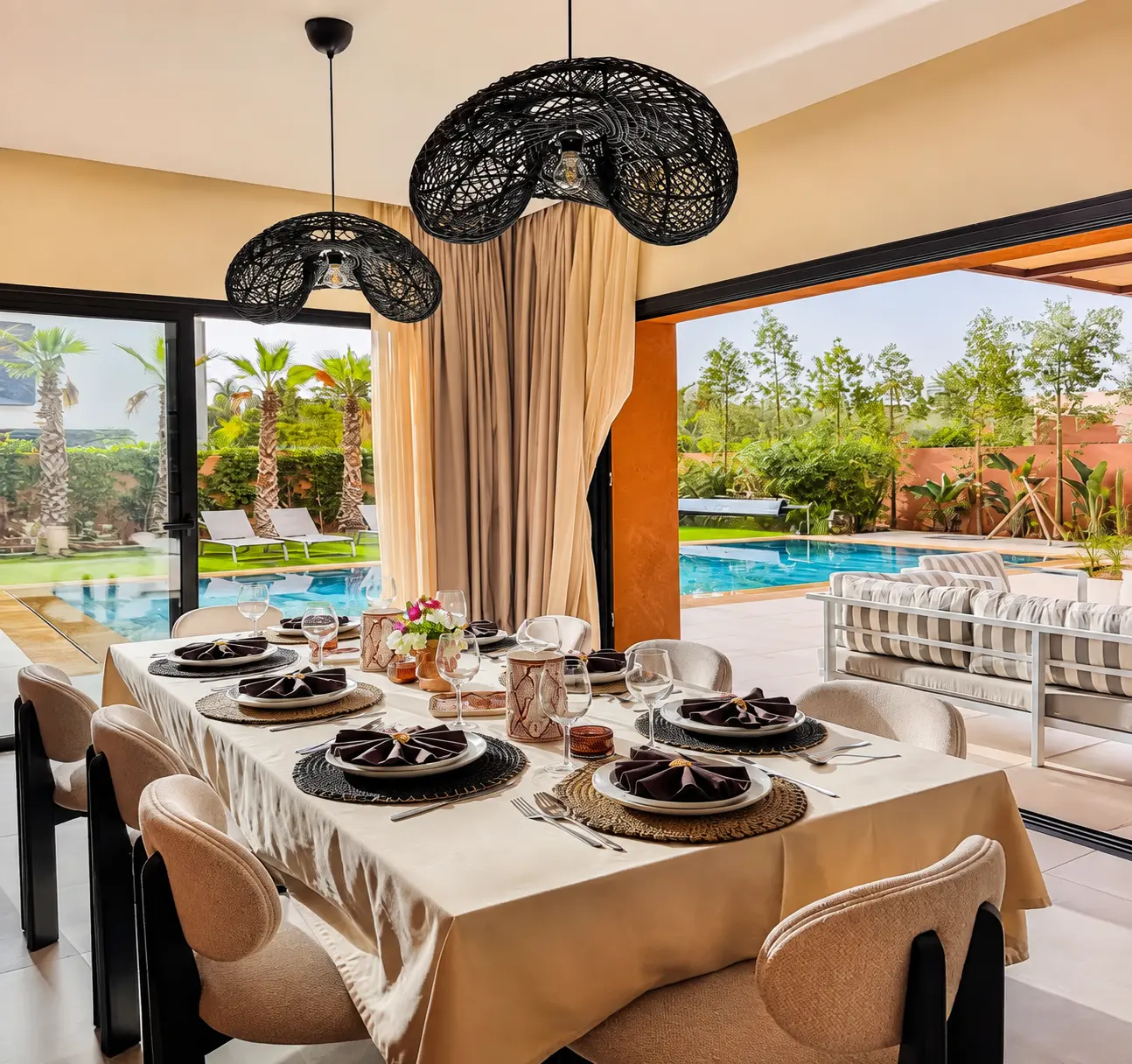Terrasse et piscine de la Villa Yasmine à Marrakech